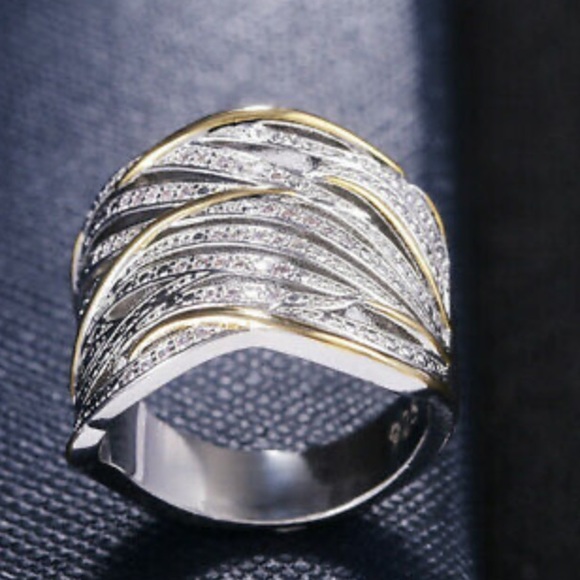 NEW Gorgeous 925 Sterling Silver Two tone Ring - Picture 10 of 10